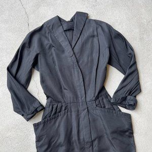 Women's Black Dress Vintage Handmade Black Couture Jumpsuit Dress